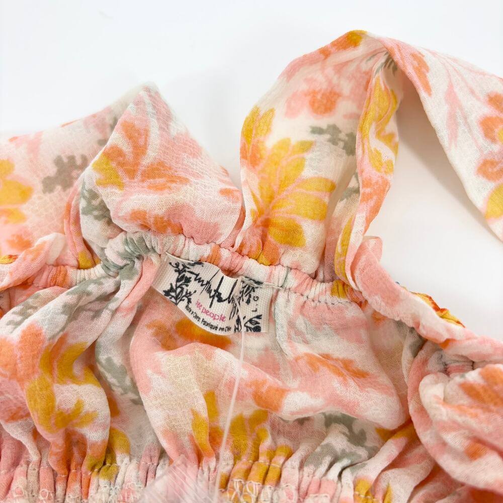 NEW Free People Dance with Me Maxi Dress L Floral Sheer Button Front Strap Boho - Picture 11 of 13